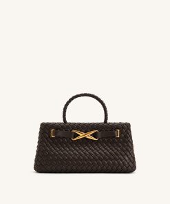 Elora Woven Tote Bag - Dark Brown