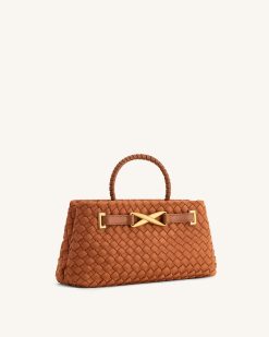 Alternative view of Elora Faux Suede Woven Tote Bag - Brown