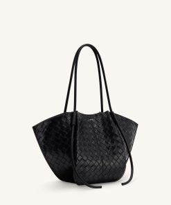 Alternative view of Nala Wide Weave Texture Tote Bag - Black