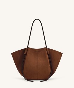Nala Faux Suede Wide Tote Bag - Brown