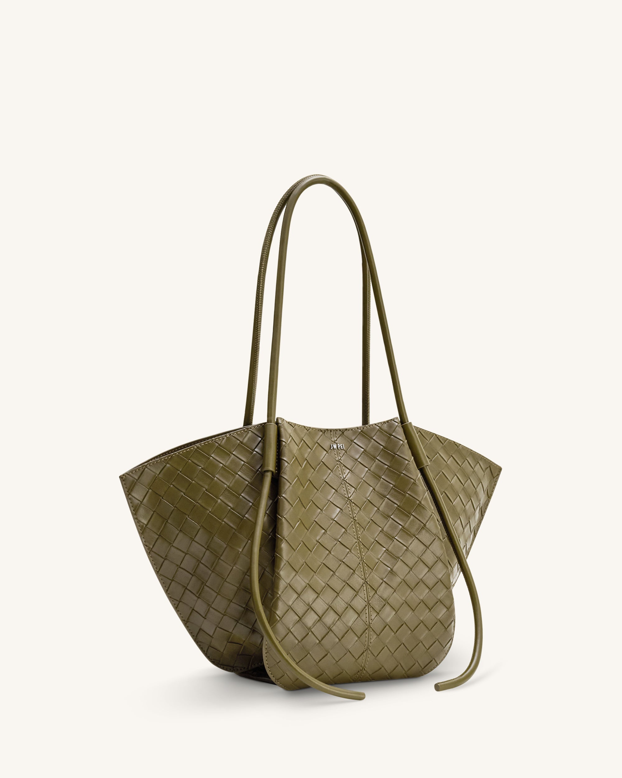 Nala Wide Weave Texture Tote Bag - Olive Green - Image 2