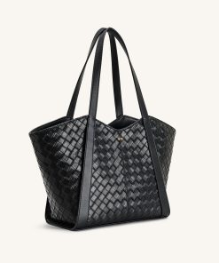 Alternative view of Kiana Large Capacity Weave Texture Tote Bag - Black