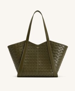 Kiana Large Capacity Weave Texture Tote Bag - Dark Olive