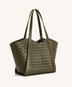 Alternative view of Kiana Large Capacity Weave Texture Tote Bag - Dark Olive