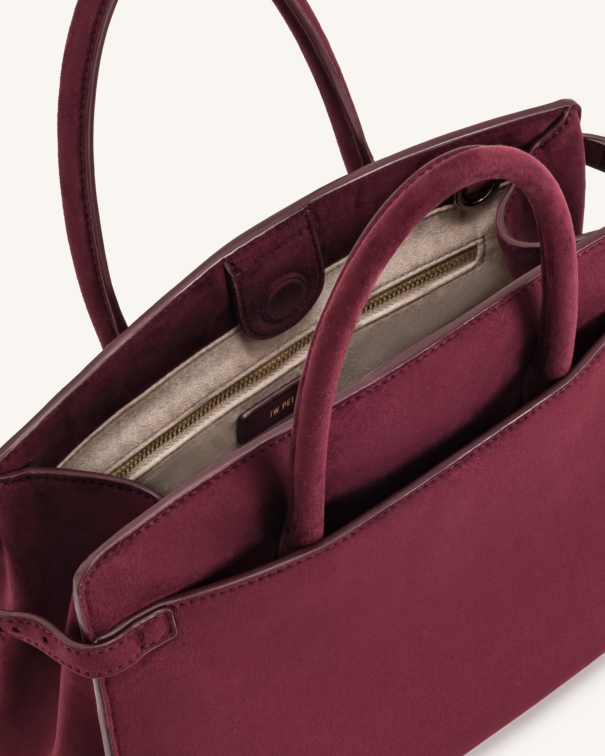 Saige Faux Suede Tote Bag - Burgundy - Image 4
