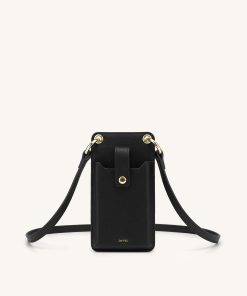 Quinn Phone Bag - Black Grained Vegan Leather