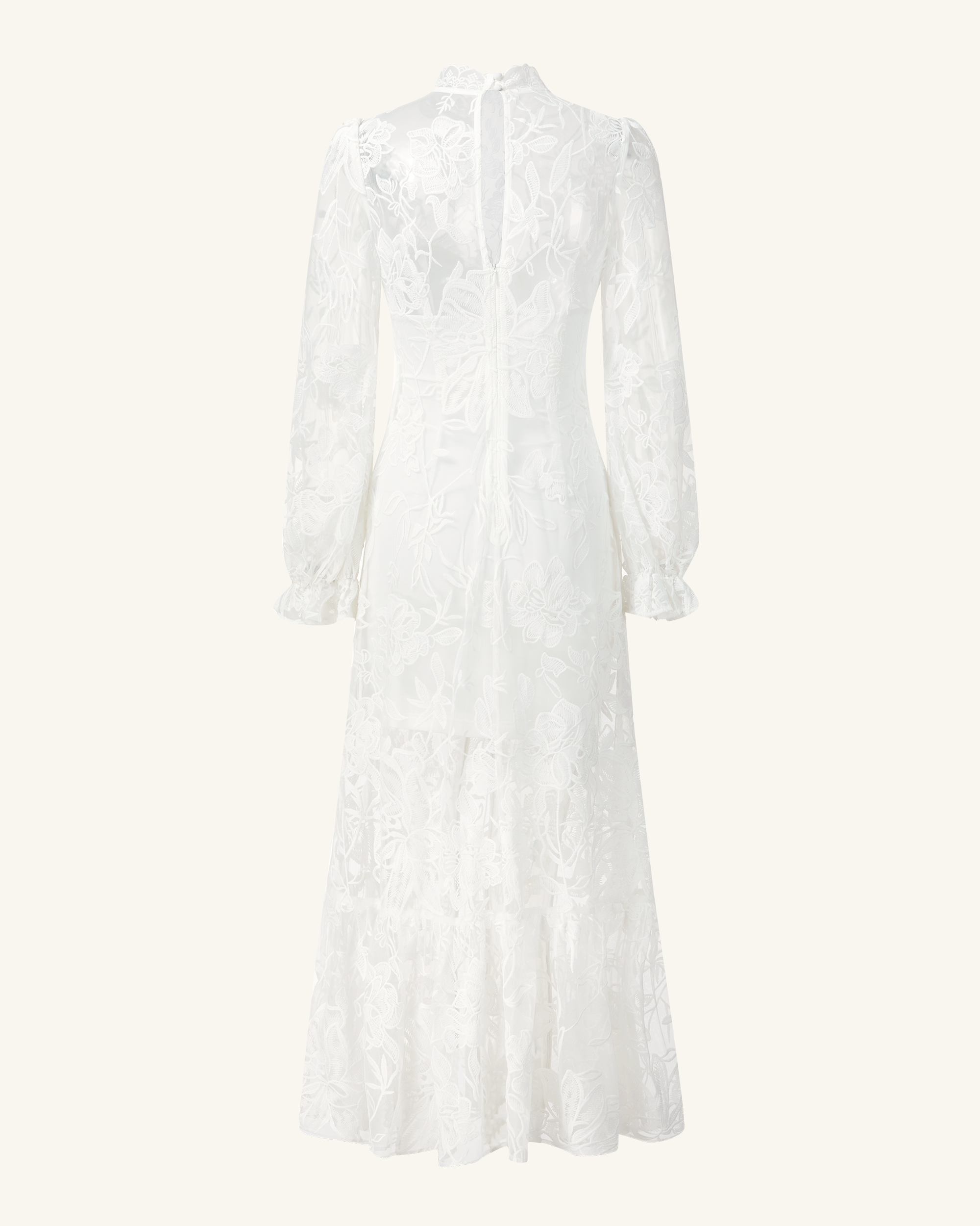 Elegant Lace Midi Dress - White - Image 4
