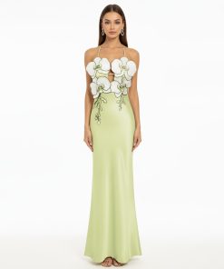 Orchid Embroidered Dress - Light Green/Ivory