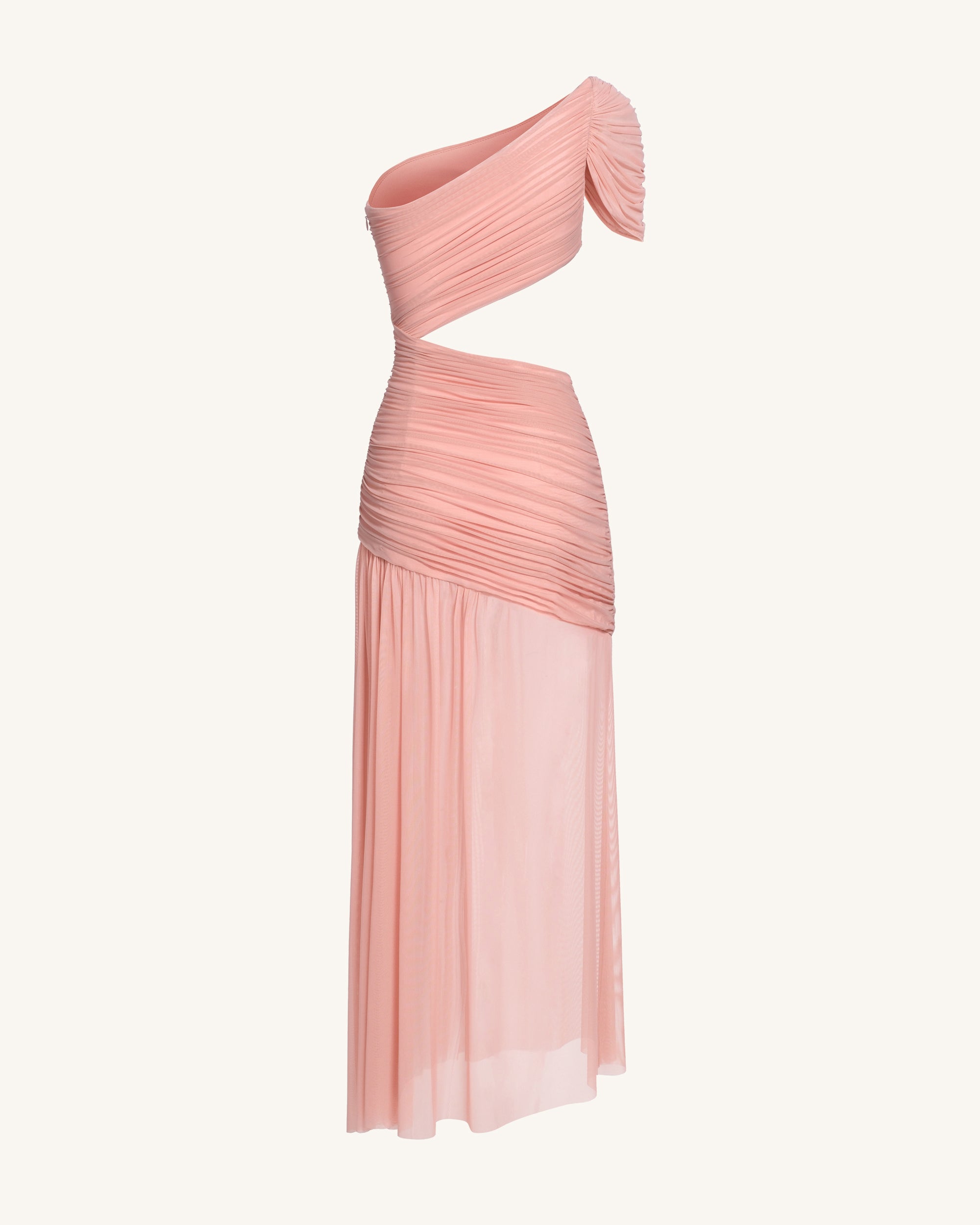 Mia Pleated Mesh Dress - Blush - Image 6