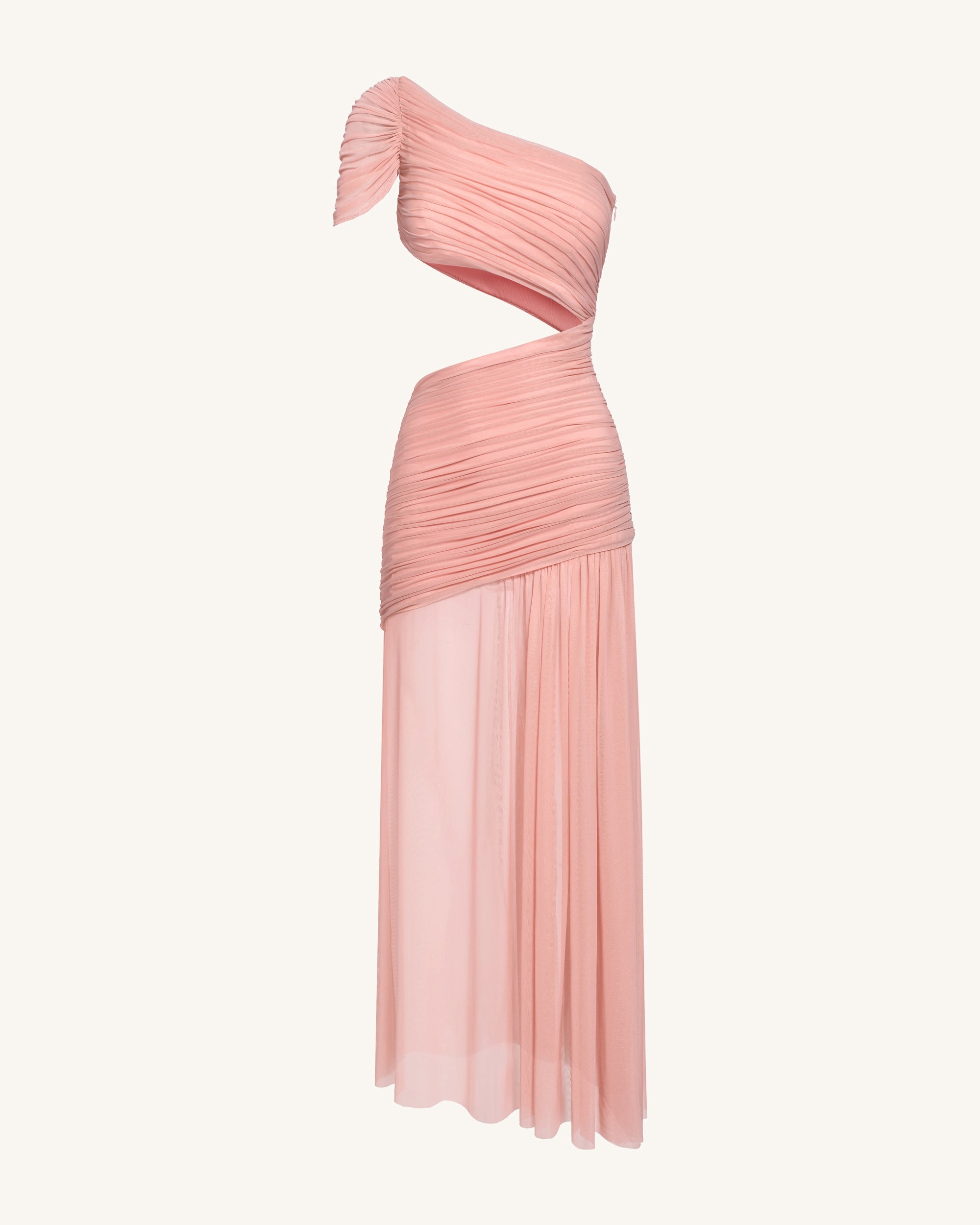 Mia Pleated Mesh Dress - Blush - Image 4
