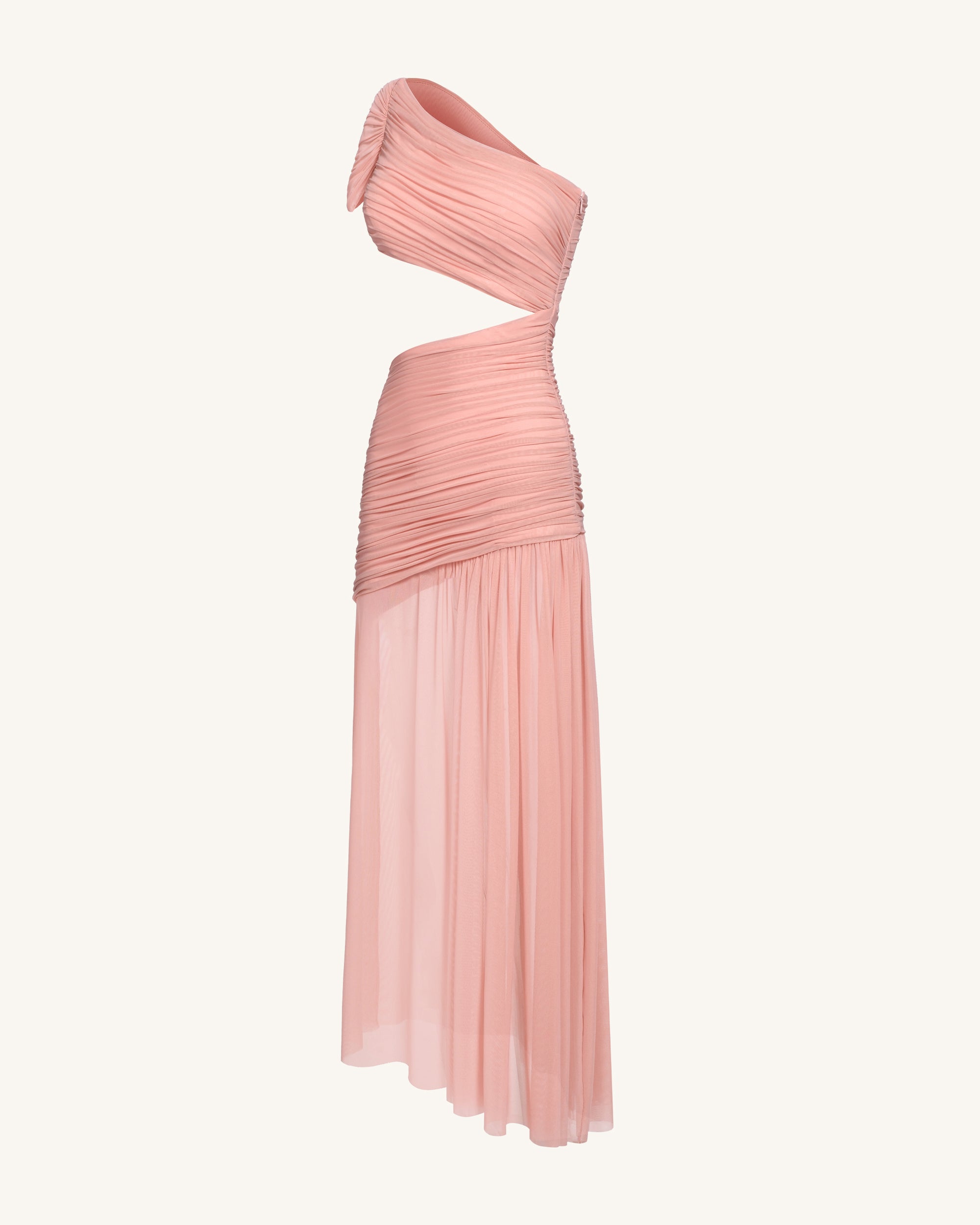 Mia Pleated Mesh Dress - Blush - Image 5