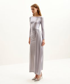 Alternative view of Amara Metallic Ruched Dress - Silver