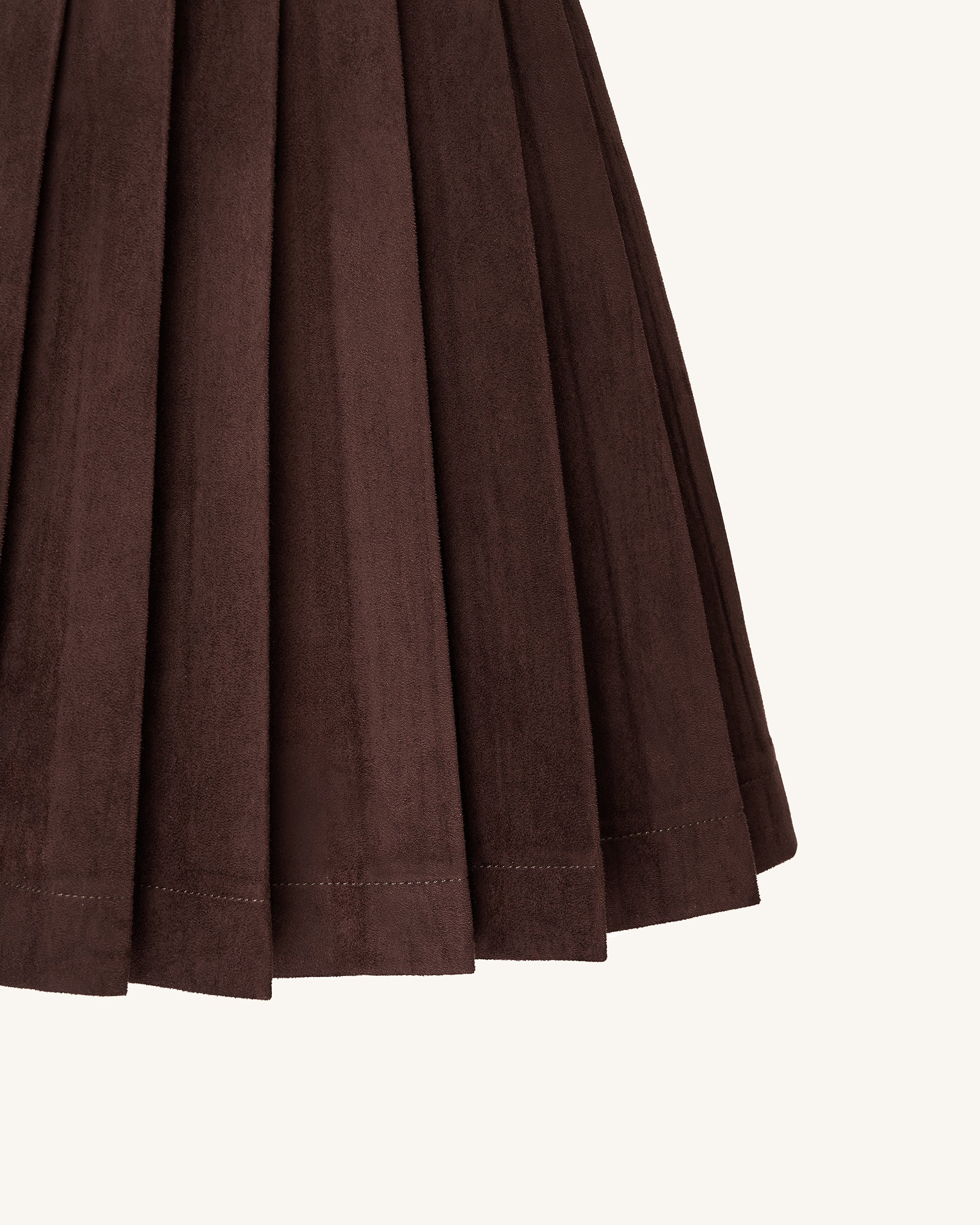 Ellie Pleated Velvet Dress - Chocolate Brown - Image 6