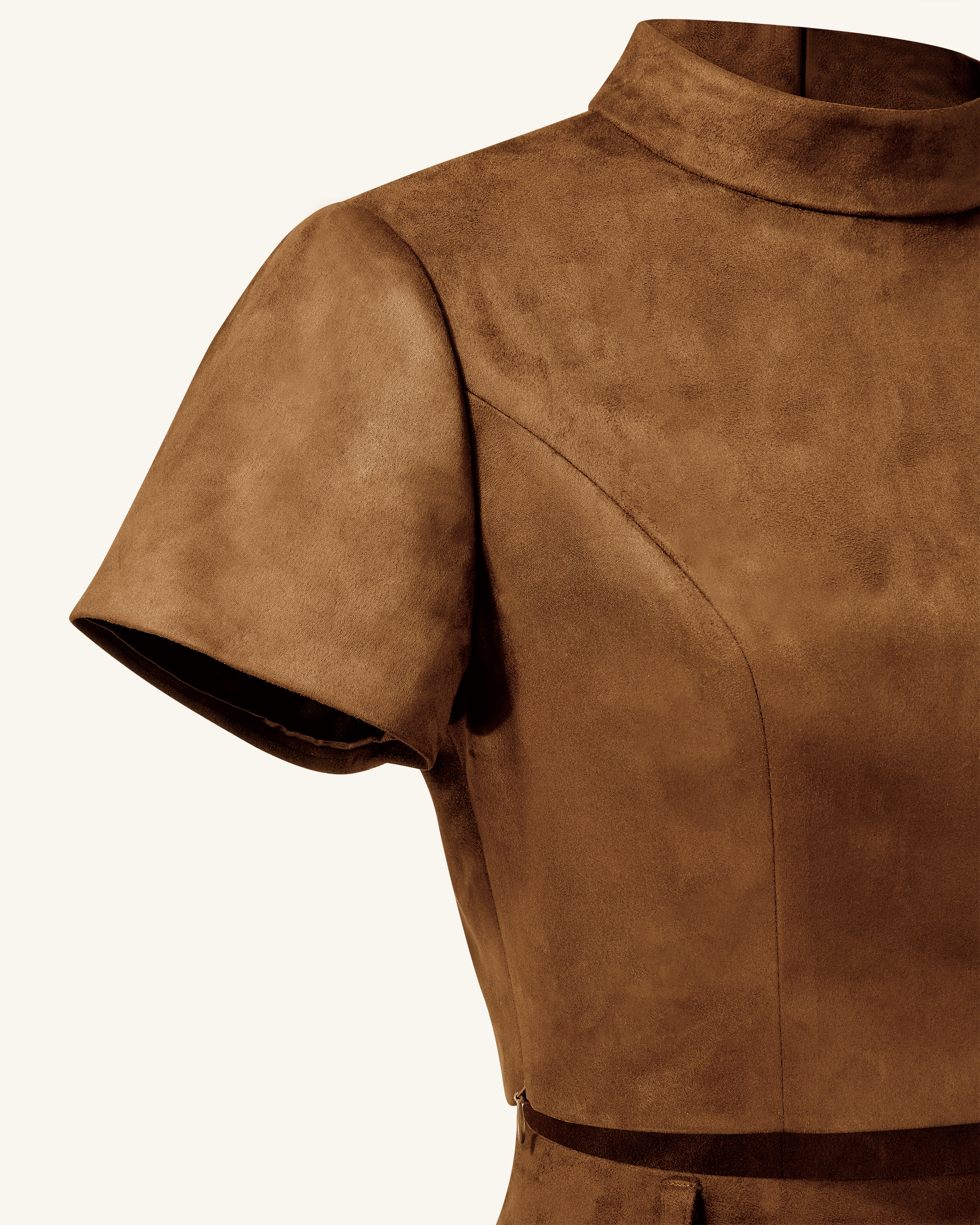 Grace Faux Suede Crop Top and Mini Skirt Set - Camel - Image 6