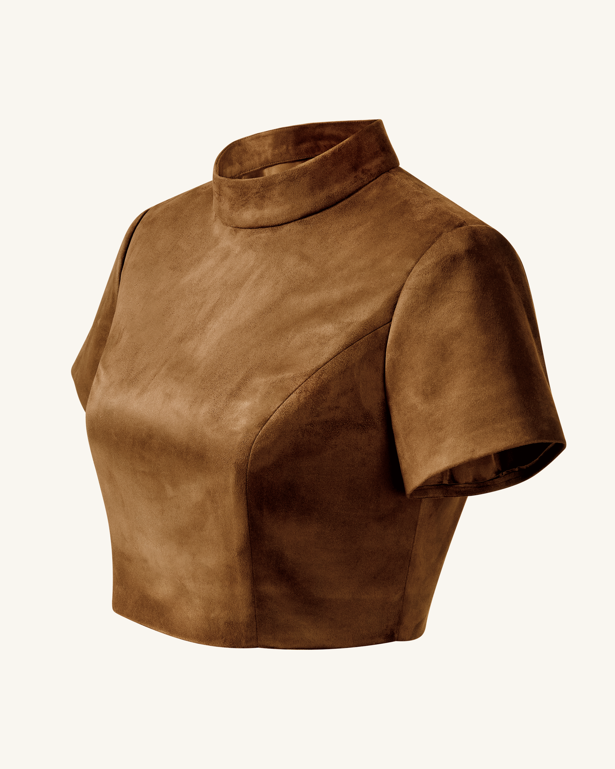 Grace Faux Suede Crop Top and Mini Skirt Set - Camel - Image 5