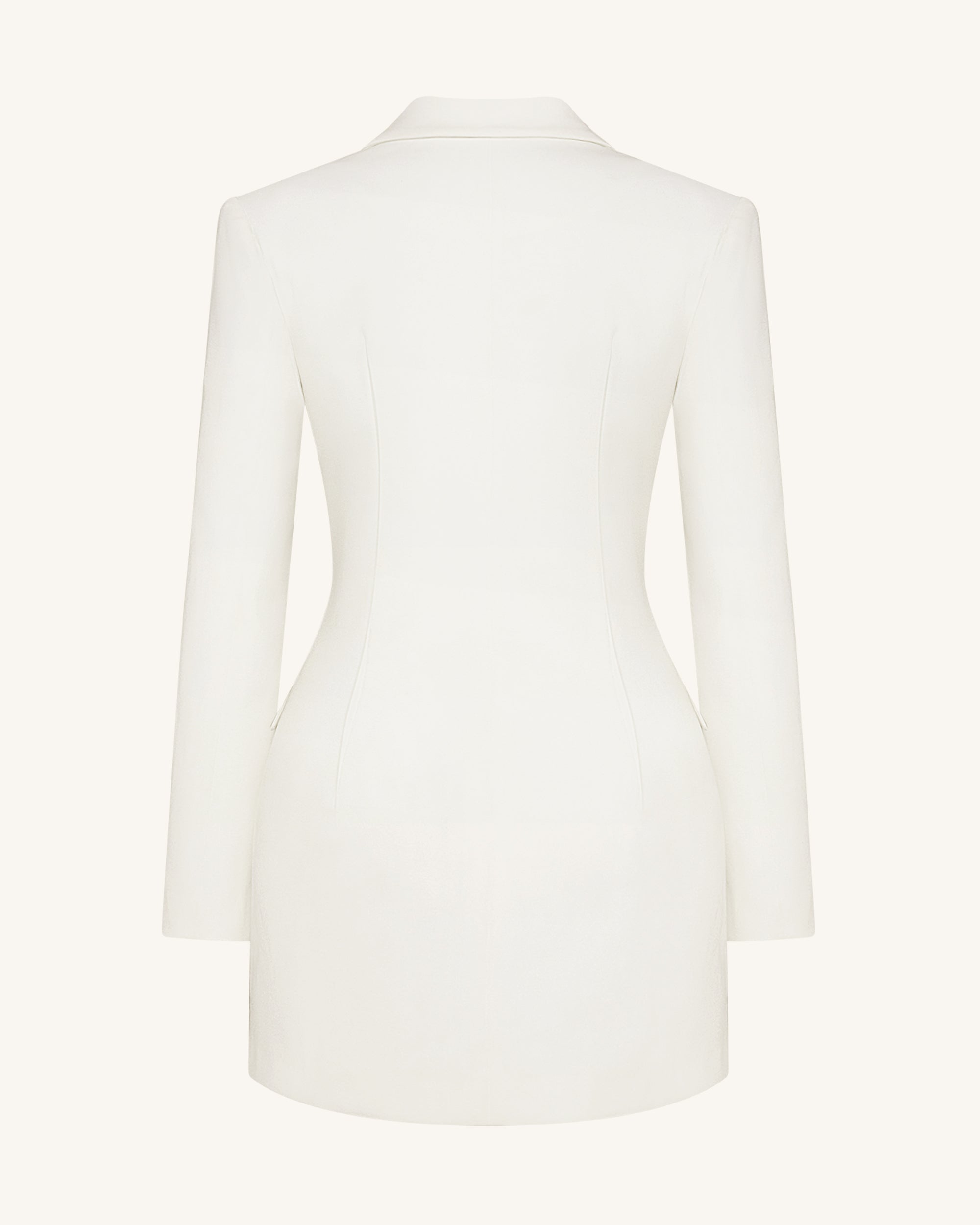 Gold Button Fitted Blazer Dress – White - Image 4