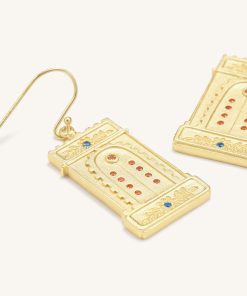 Alternative view of Roman Arch Earrings - 18ct Gold Plated & Multicolor Zircon