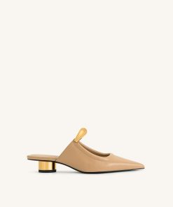 Helena  Pierced Mules - Khaki