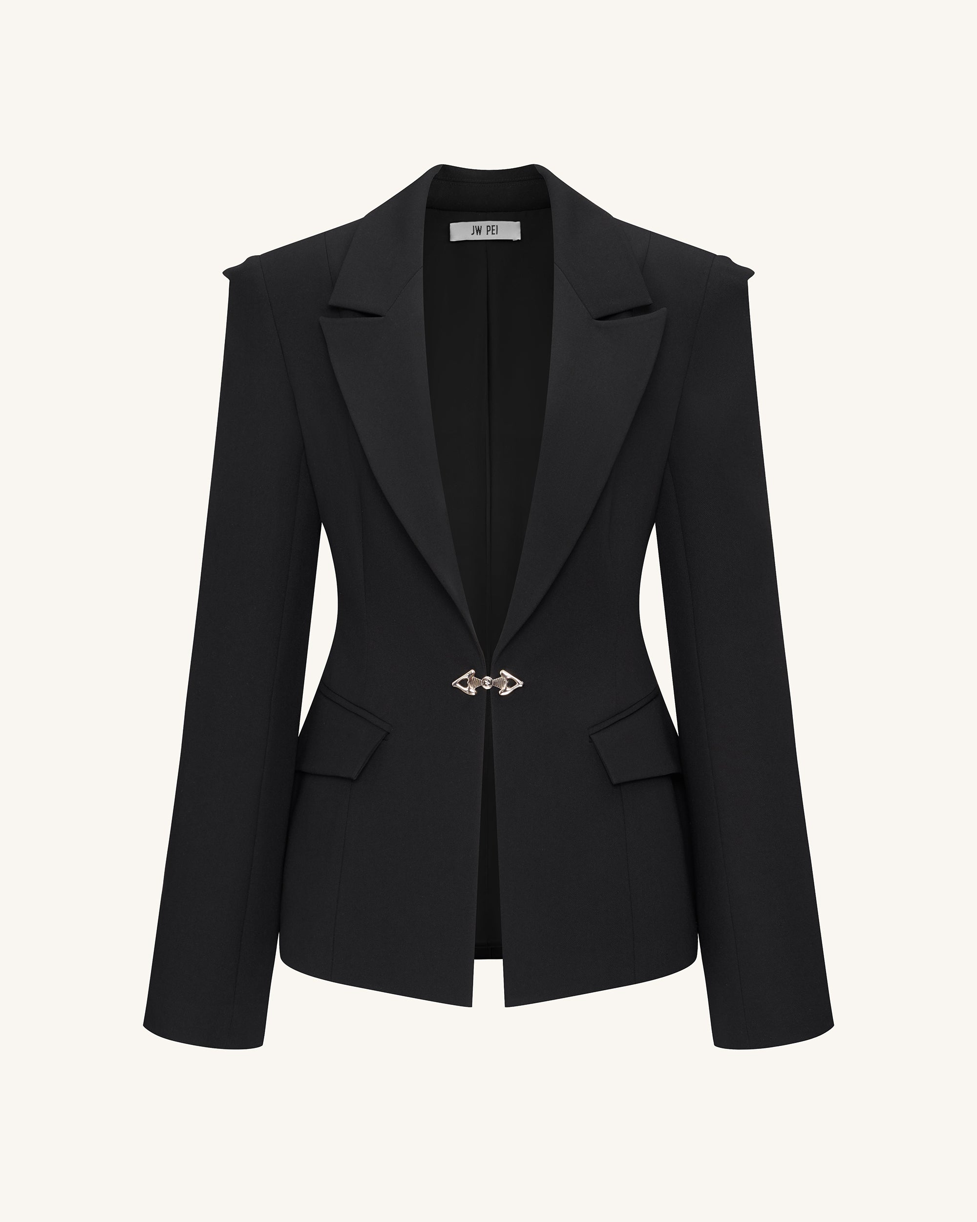 Layla Lock Buckle Deep-V Blazer - Black - Image 4
