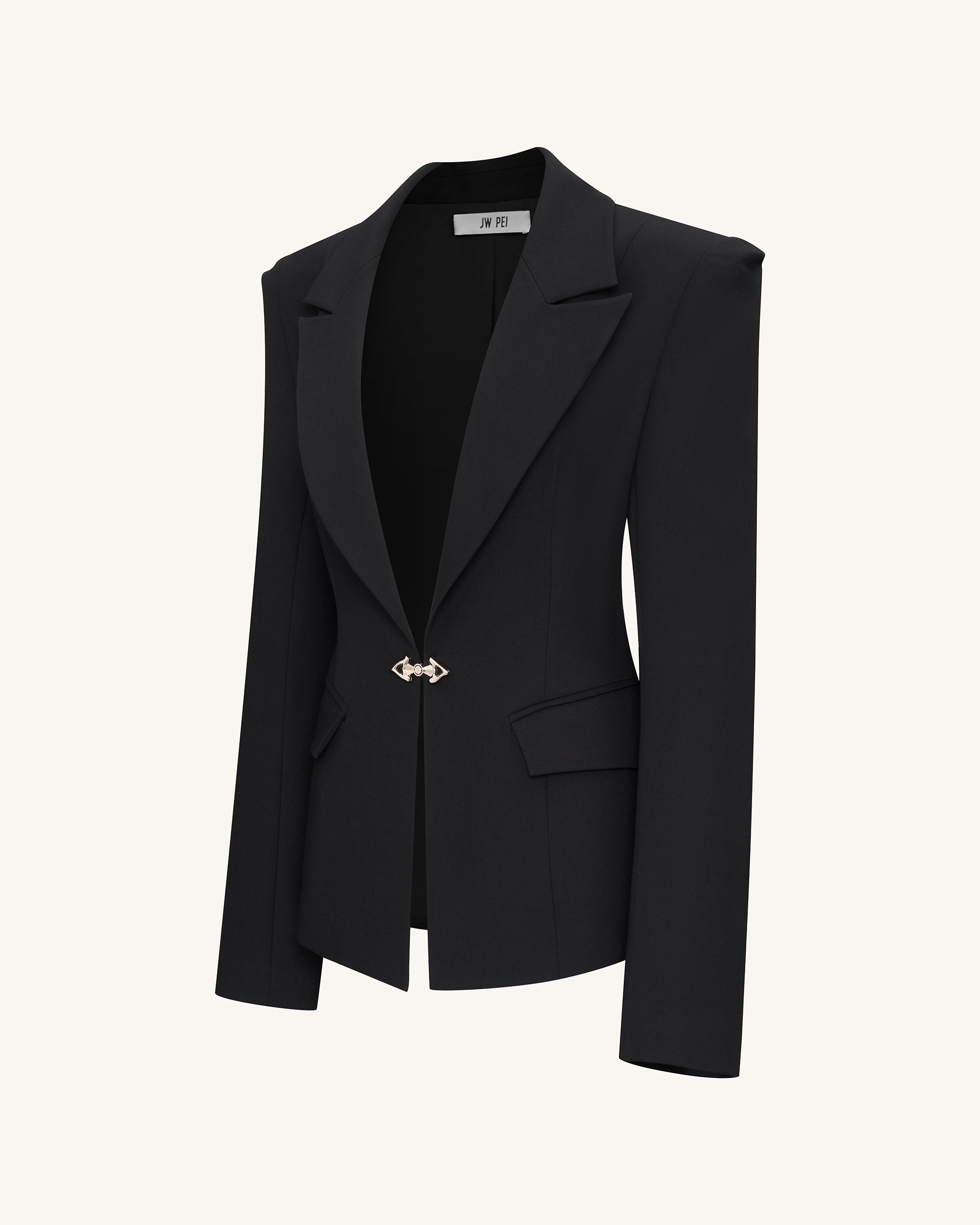 Layla Lock Buckle Deep-V Blazer - Black - Image 5