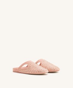 Alternative view of Athena Artificial Crystal Flat Mules - Pink Beige