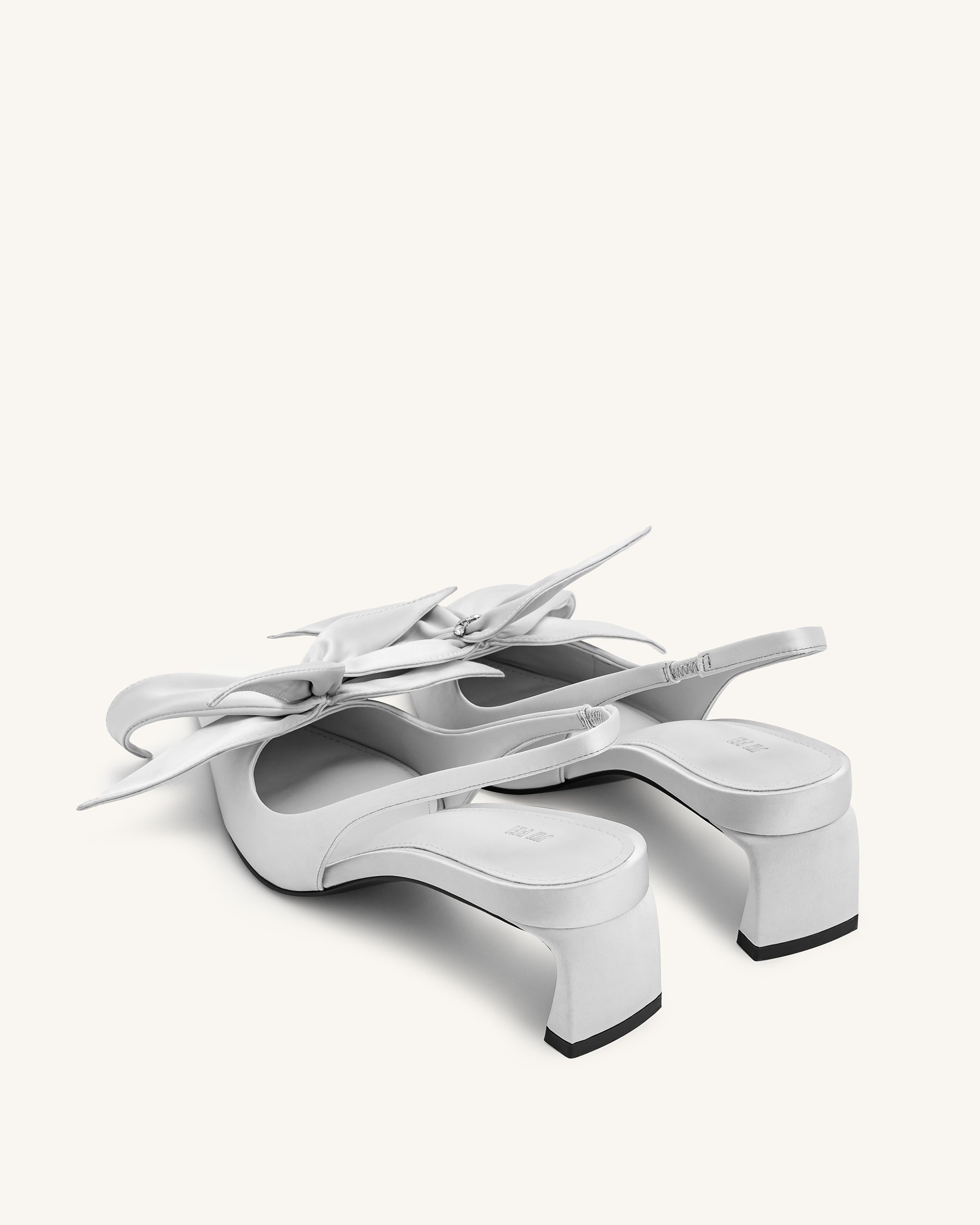 Queena Floral Appliques Slingback Pumps - Silver - Image 4