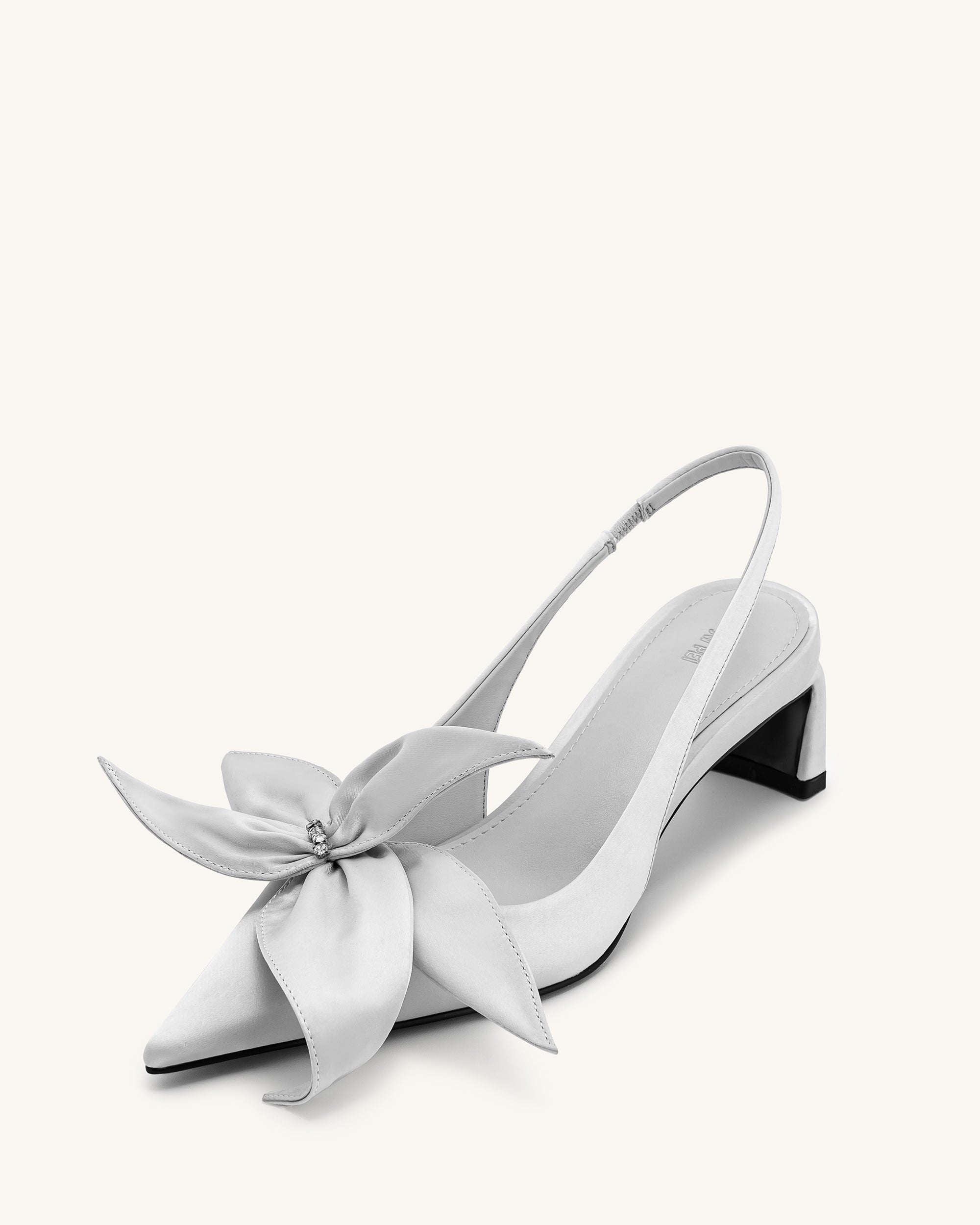 Queena Floral Appliques Slingback Pumps - Silver - Image 5