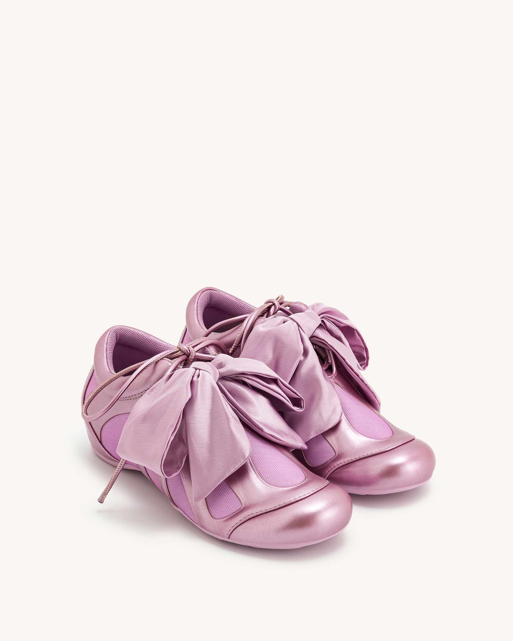 Rosie Metallic Bow Tie Low Top Sneakers - Pink - Image 2