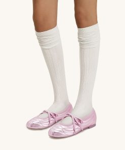 Alternative view of Erika Topstitching lace-up ballet Flats- Pink