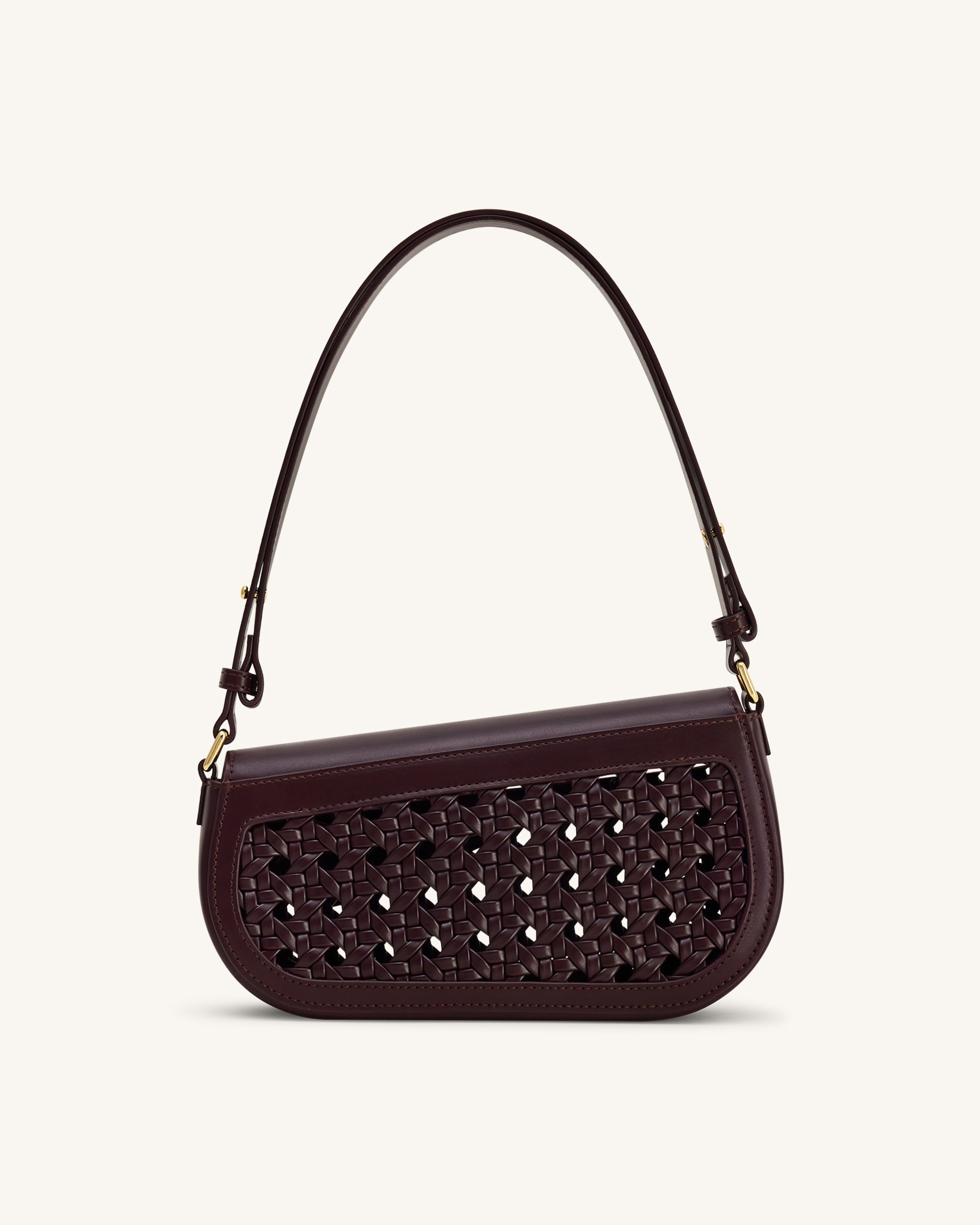 Addisyn Cutout Woven Shoulder Bag - Burgundy - Image 3