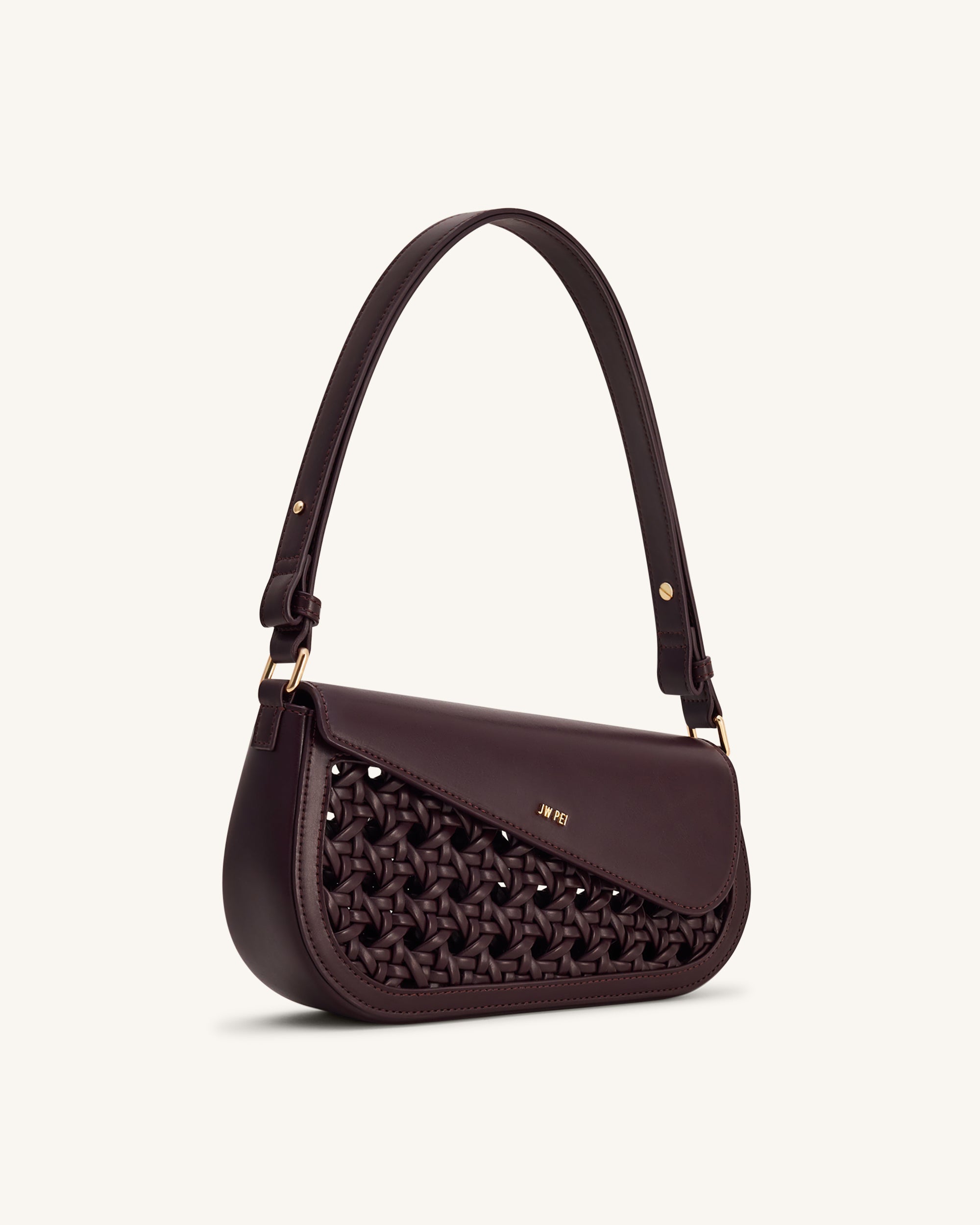 Addisyn Cutout Woven Shoulder Bag - Burgundy - Image 2