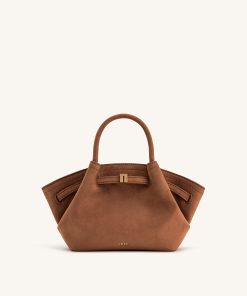 Hana Mini Faux Suede Tote Bag - Brown
