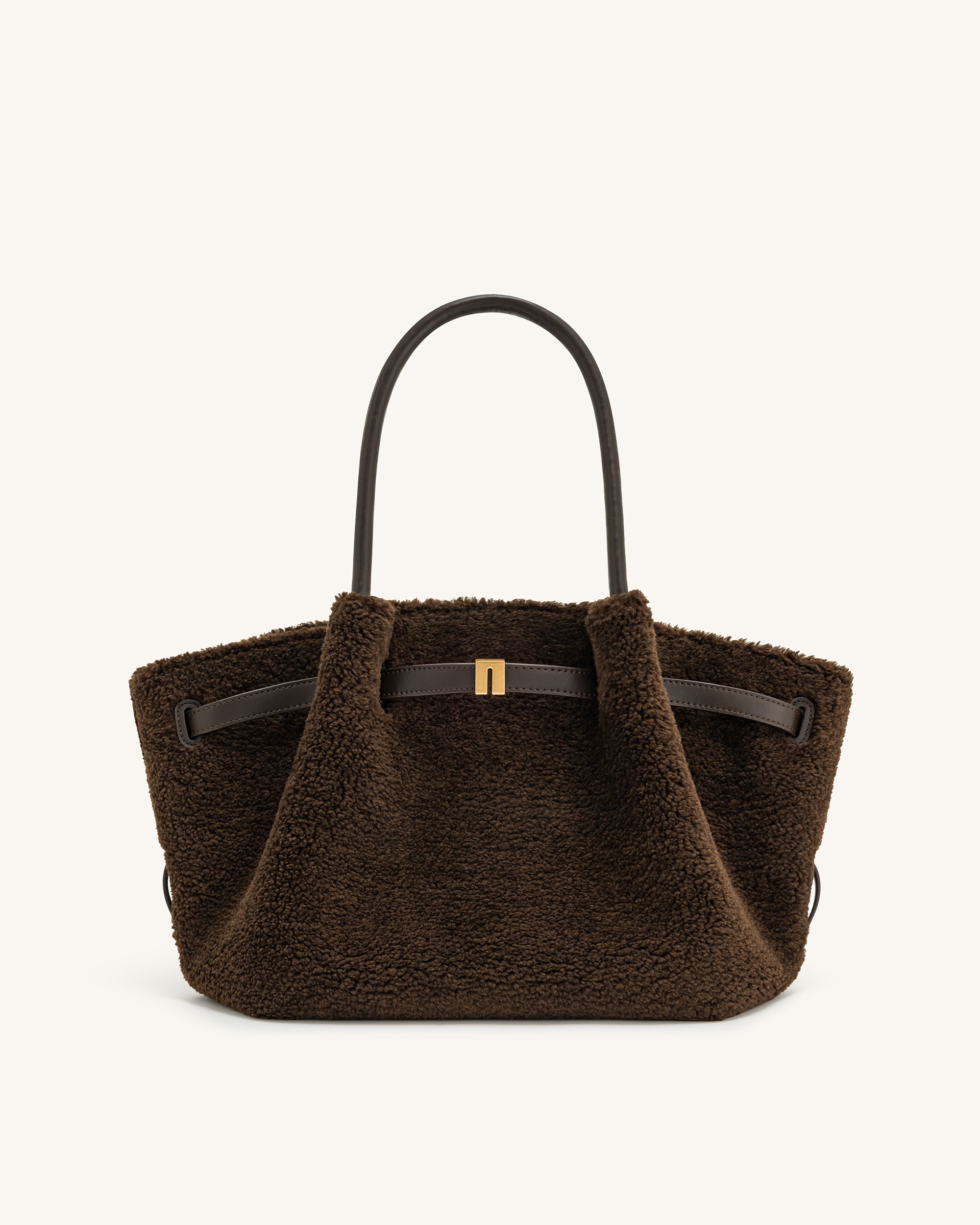 Hana Medium Faux Fur Tote Bag - Mocha Brown - Image 3