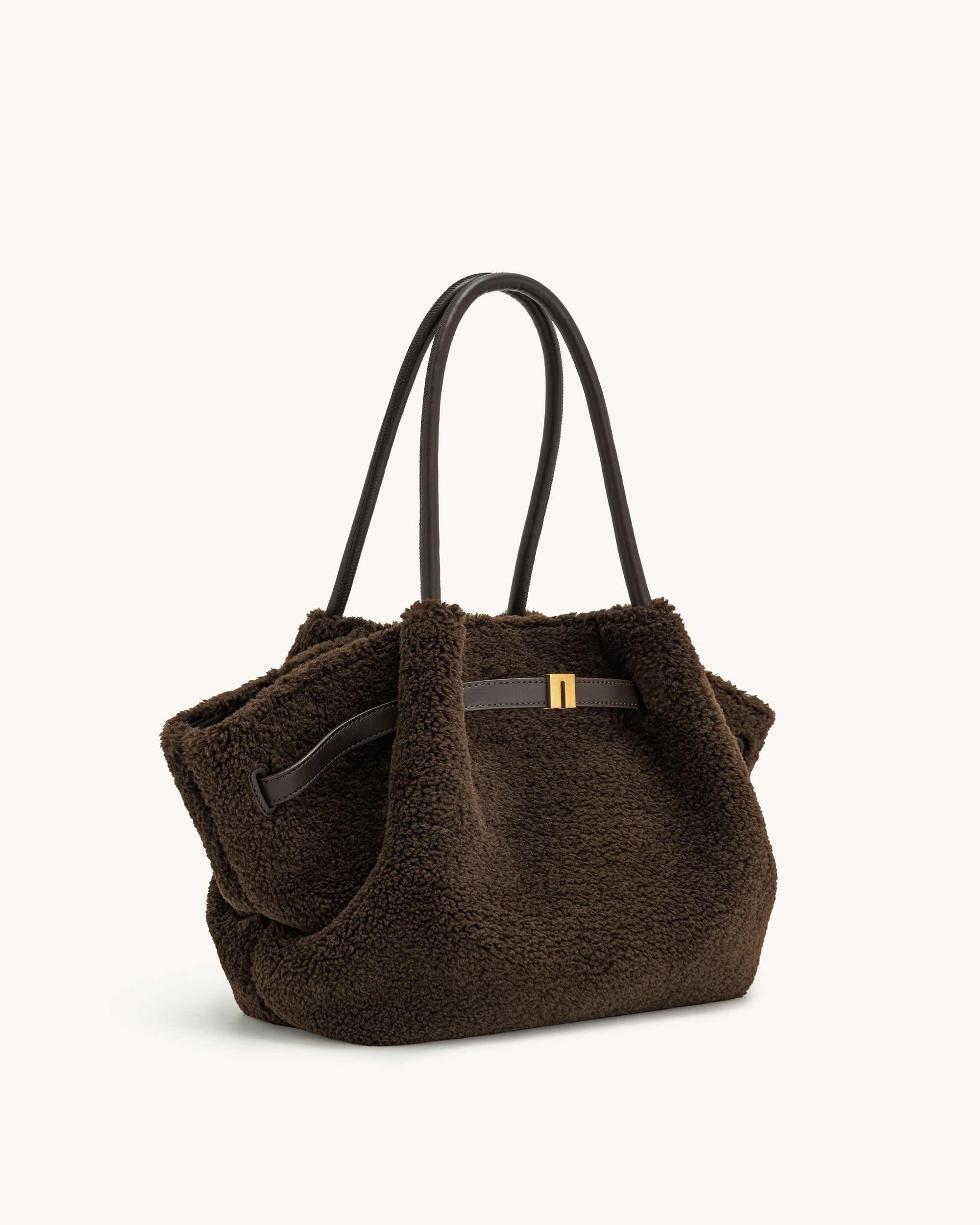 Hana Medium Faux Fur Tote Bag - Mocha Brown - Image 4