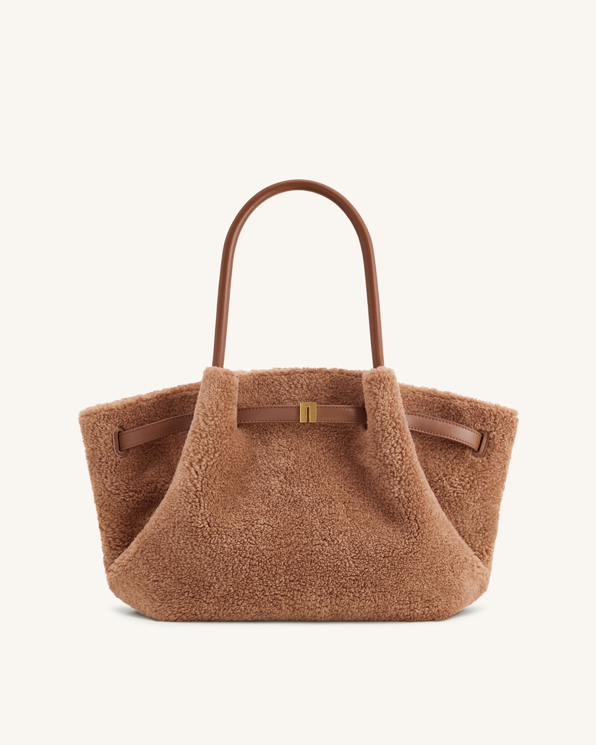 Hana Medium Faux Fur Tote Bag - Coffee Brown - Image 2