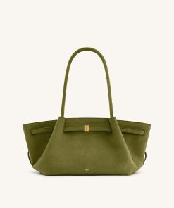 Alternative view of Hana Wide Faux Suede Tote Bag - Olive Green