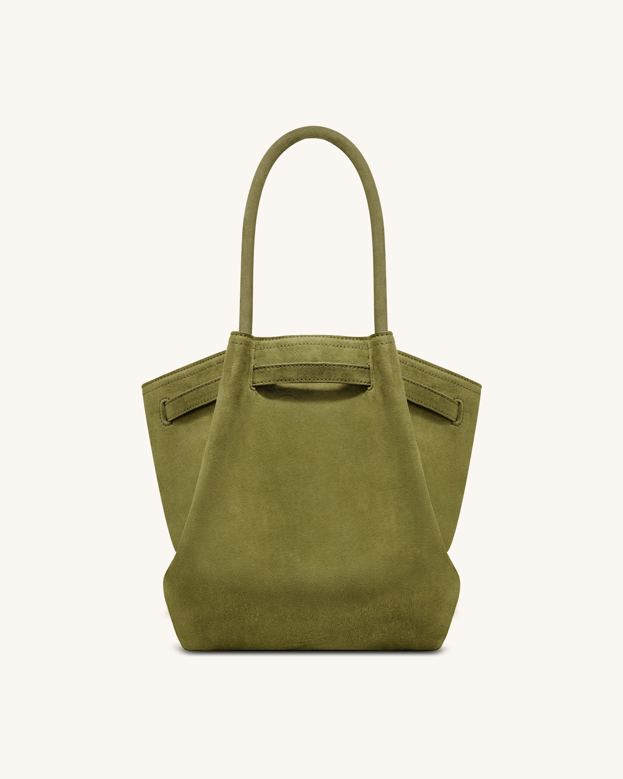 Hana Column Faux Suede Tote Bag - Olive Green - Image 3