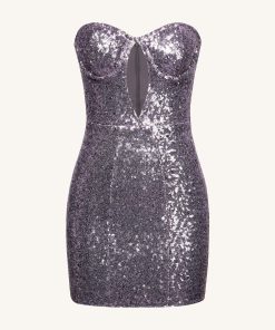 Alternative view of Brynlee Purple Sequinned Strapless Mini Dress - Purple