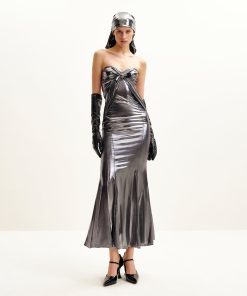 Olivia Silver Maxi Tube Dress - Silver