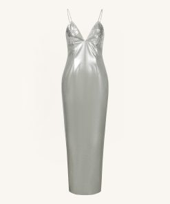 Alternative view of Ayliua Sweetheart-Neckline Rhinestones Embellished Silver Long Dress - Silver