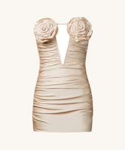 Alternative view of Bailee Apricot Floral Applique And Ruched Tube Mini Dress - Apricot