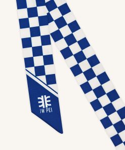 Alternative view of Gradient Checkerboard Faux Silk Twill Scarf - Classic Blue