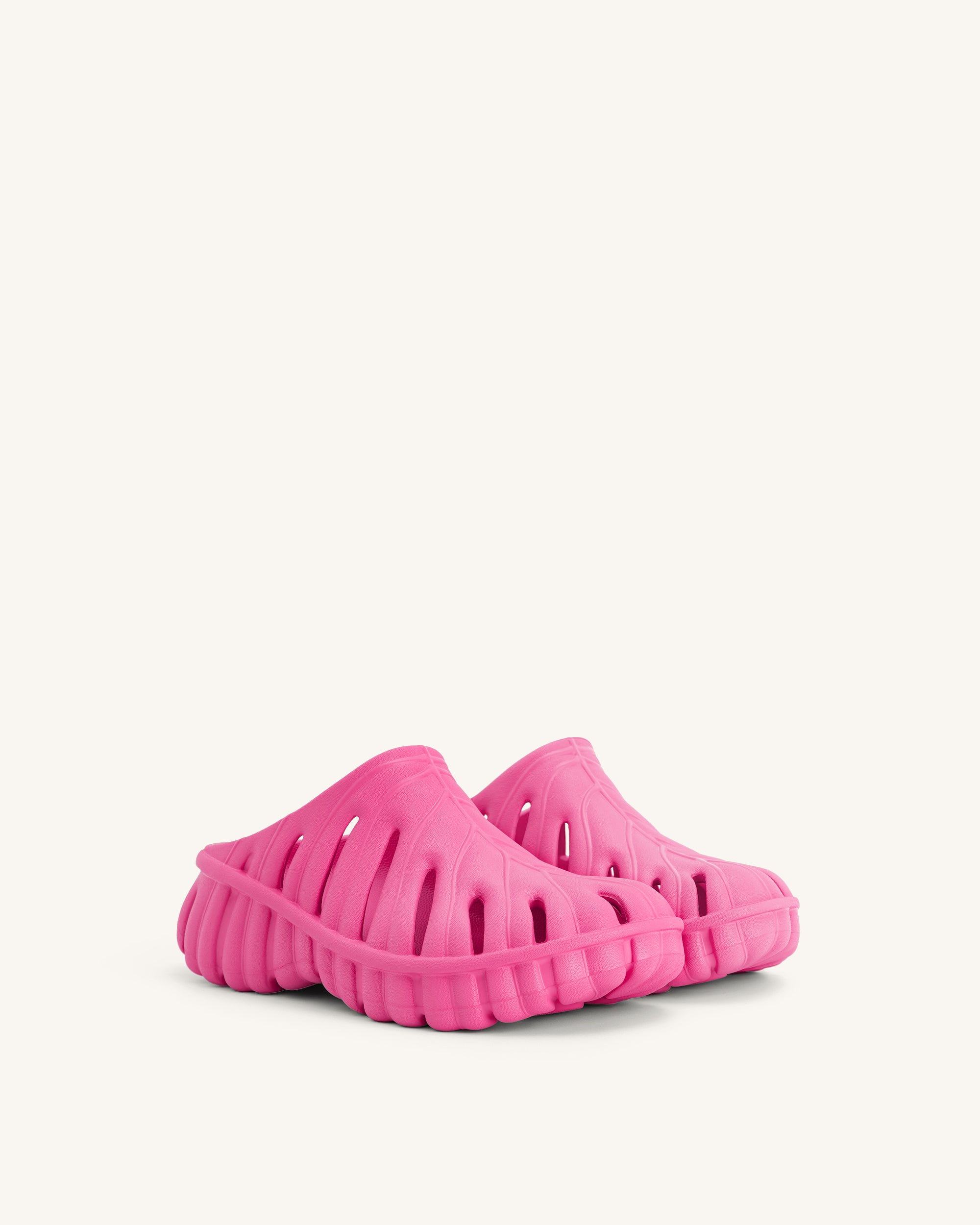 Tara Leaf Platform Clog - Bright Pink - Image 2
