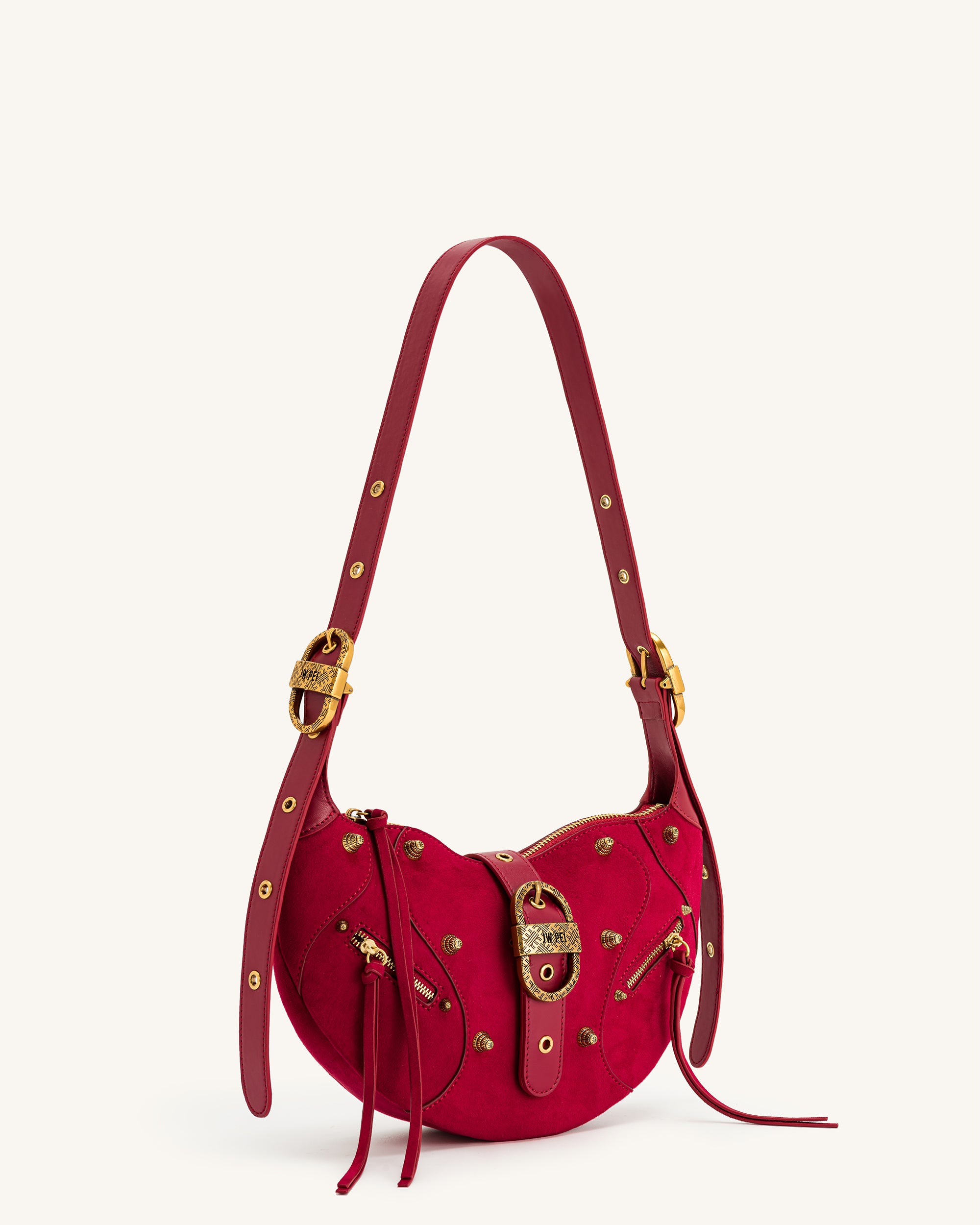 Tessa Suede Shoulder Bag - Deep Magenta - Image 2