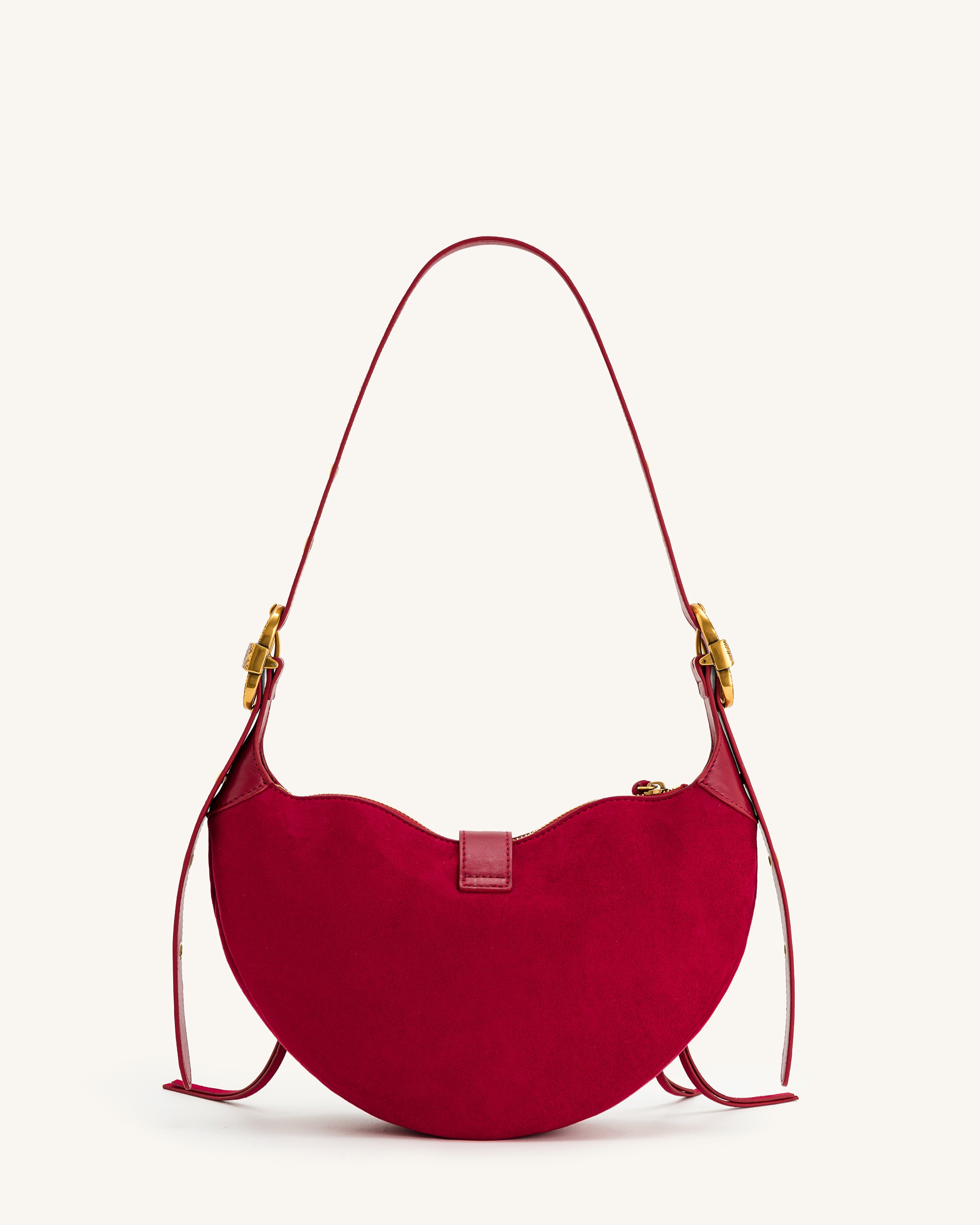 Tessa Suede Shoulder Bag - Deep Magenta - Image 3