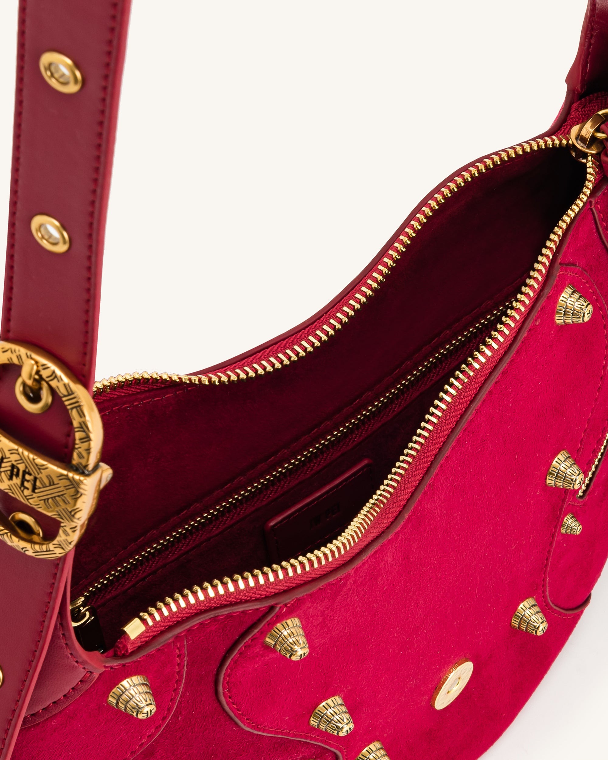 Tessa Suede Shoulder Bag - Deep Magenta - Image 4