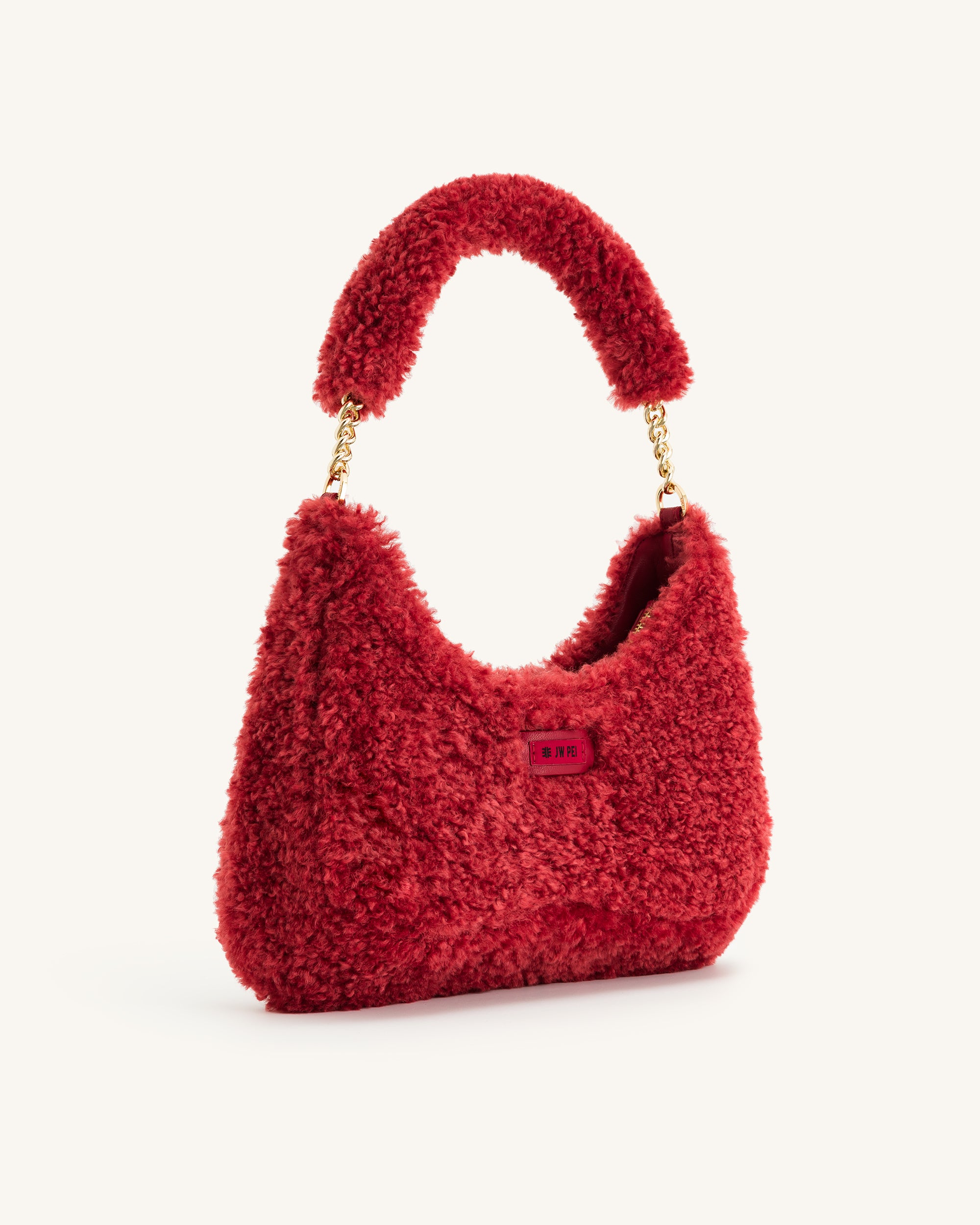 Ruby Faux Fur Fabric Shoulder Bag - Magenta - Image 2