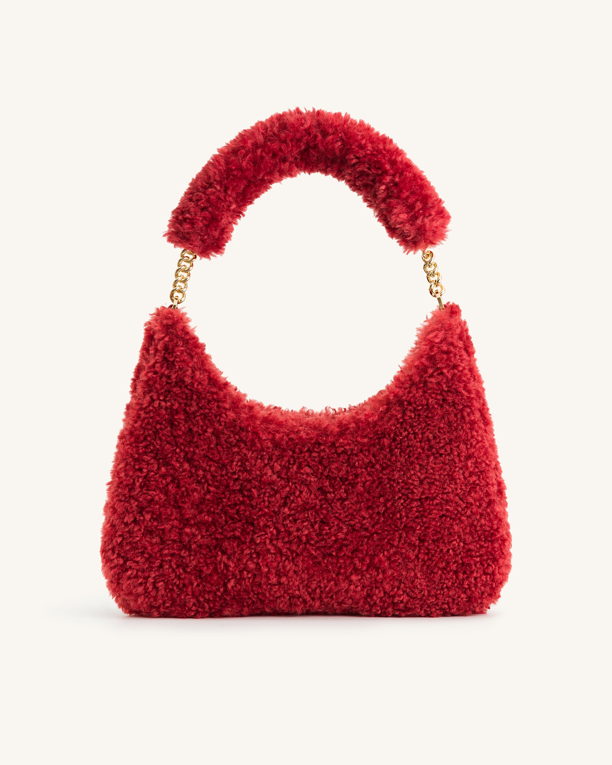 Ruby Faux Fur Fabric Shoulder Bag - Magenta - Image 3