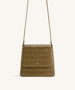 Alternative view of FAE Top Handle Crossbody - Dark Olive Croc