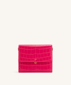 Alternative view of Mini Flap Crossbody - Magenta Croc